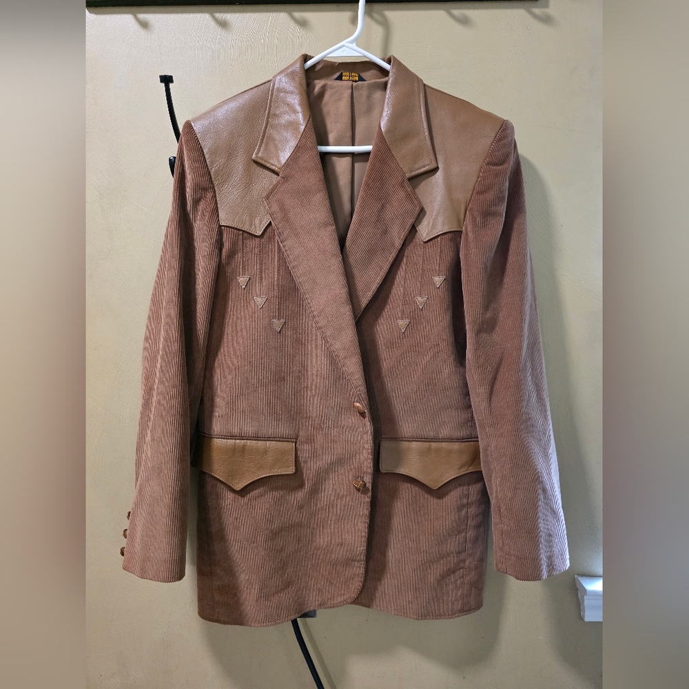 Vintage Pioneer Wear Corduroy Leather Western Jacket Coat Men’s 40 USA Made